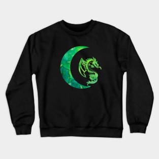 Green Crescent Moon and Dragon Crewneck Sweatshirt